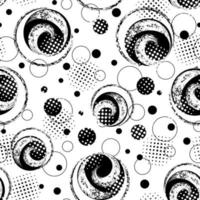 abstracte naadloze patroon met ronde grunge verf penseelstreek. zwarte cirkels op een witte achtergrond. moderne grunge textuur met halftoon. perfect voor sportkleding, sportartikelen vector