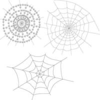 drie webben in doodle-stijl. vectorillustratie geïsoleerd op een witte achtergrond. vector