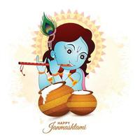 gelukkige krishna janmashtami indische hindoe festivalkaart achtergrond vector