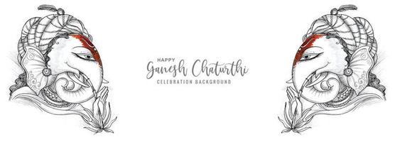 hand tekenen schets heer ganesh chaturthi mooie vakantie banner ontwerp vector