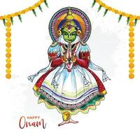 gelukkig onam festival van Zuid-India Kerala op aquarelontwerp vector