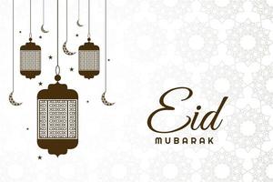 eid mubarak bruine hangende lantaarns achtergrond vector