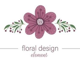 vector bloemen horizontaal decoratief element. platte trendy illustratie met bloem, bladeren, takken. weide, bos, bos illustraties. mooi lente- of zomerboeket dat op witte achtergrond wordt geïsoleerd