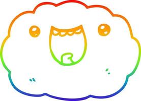 regenbooggradiënt lijntekening cartoon happy cloud vector