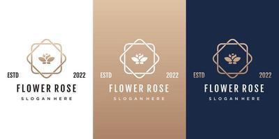 luxe bloem logo illustratie met lijn kunst concept premium vector