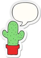 cartoon cactus en tekstballon sticker vector