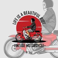 vintage motorfiets illustratie met een grijze achtergrond vector