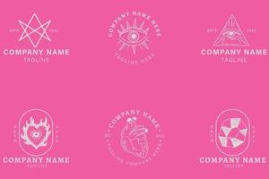 mystieke grijze willekeurige luxe minimalistische symbool logo collectie roze pastel stijl. vector