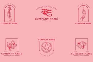 mystieke donker roze minimalistische symbool logo sjabloon vintage roze pastel stijl. vector