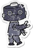 noodlijdende sticker van een tekenfilmrobot vector