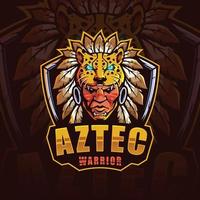 Azteekse Indiase Amerikaanse krijger mascotte sport logo ontwerp vector