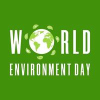 wereld Milieu Dag. aardebol met bladeren. creatieve poster of banner. ecologie planeet. milieuvriendelijk ontwerp. vectorillustratie. vector