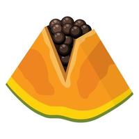 verse heldere exotische gesneden segment papaya fruit geïsoleerd op een witte achtergrond. zomerfruit voor een gezonde levensstijl. biologisch fruit. cartoon-stijl. vectorillustratie voor elk ontwerp. vector