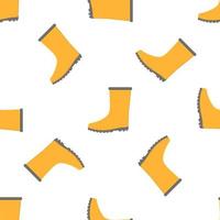 naadloze patroon met cartoon gele rubberen laarzen op witte achtergrond. tuingereedschap. vectorillustratie voor elk ontwerp vector
