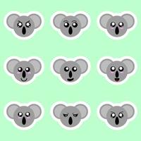 set koalastickers. verschillende emoties, uitdrukkingen. sticker in anime-stijl. vectorillustratie voor uw ontwerp. vector