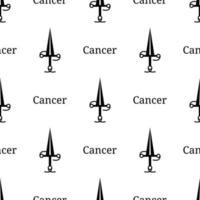 naadloze patroon met kanker sterrenbeeld zwaard. zwart silhouet van zodiakaal wapen. astrologisch, horoscoopteken. vectorillustratie voor ontwerp, web, inpakpapier, stof, behang. vector