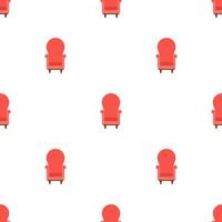 naadloze patroon met vintage gezellige rode fauteuil op witte achtergrond. interieur van de woonkamer. vectorillustratie voor ontwerp, web, inpakpapier, stof, behang vector