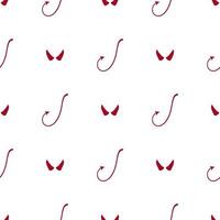 naadloos patroon met rode duivelsstaarten en hoorns op witte achtergrond. cartoon-stijl. vectorillustratie voor ontwerp, web, inpakpapier, stof, behang. vector