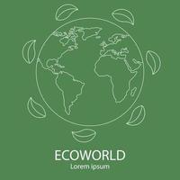 eco wereld logo sjabloon. lijnstijlicoon van aarde met bladeren. uniek globaal en natuurlijk, organisch logotype. schone en moderne vectorillustratie voor ontwerp, web. vector