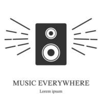 muziek luidsprekerpictogram. muziek logo sjabloon. opnamestudio label. radiobadge met voorbeeldtekst. schone en moderne vectorillustratie voor ontwerp, web. vector