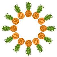 krans van hele ananas met ruimte voor tekst. cartoon zoet biologisch voedsel. zomerfruit voor een gezonde levensstijl. vectorillustratie voor elk ontwerp. vector