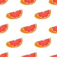 naadloze patroon met verse heldere exotische gesneden schijfje grapefruit geïsoleerd op een witte achtergrond. zomerfruit voor een gezonde levensstijl. biologisch fruit. cartoon-stijl. vectorillustratie voor elk ontwerp. vector