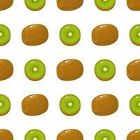 naadloze patroon met verse hele en halve kiwi's op witte achtergrond. zomerfruit voor een gezonde levensstijl. biologisch fruit. cartoon-stijl. vectorillustratie voor elk ontwerp. vector