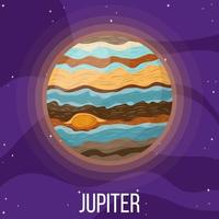 jupiter planeet in de ruimte. kleurrijk universum met jupiter. cartoon stijl vectorillustratie voor elk ontwerp. vector