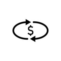 cashback geld icoon. overdragen, converteren, ruilen. zwarte eenvoudige cirkelpijlen. vectorillustratie voor ontwerp, web, infographic. vector