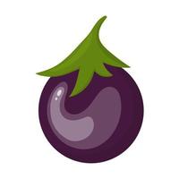 verse aubergine groente geïsoleerd op een witte achtergrond. aubergine icoon voor markt, recept ontwerp. cartoon vlakke stijl. vectorillustratie voor uw ontwerp, web. vector