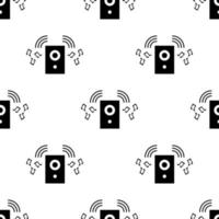 naadloos patroon met zwart silhouet van muziekspreker op witte achtergrond. eenvoudig pictogram. vakantie decoratieve elementen. vectorillustratie voor ontwerp, web, inpakpapier, stof vector