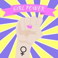 girl power. vrouw vuist opgeheven. vrouwelijk symbool. feminisme begrip. vectorillustratie. vector