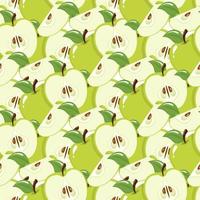 naadloze patroon met groene appels op witte achtergrond. biologisch fruit. cartoon-stijl. vectorillustratie voor ontwerp, web, inpakpapier, stof, behang. vector