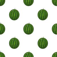 naadloze patroon met kleurrijke hele watermeloen geïsoleerd op een witte achtergrond. verse cartoonbessen. vectorillustratie voor ontwerp, web, inpakpapier, stof. vector