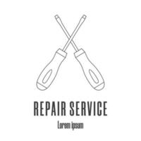 lijnstijl iconen van een gekruiste schroevendraaiers. reparatie service-logo. schone en moderne vectorillustratie. vector