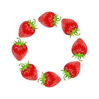 krans van cartoon rode aardbeien met ruimte voor tekst. realistisch zoet eten. biologisch fruit. vectorillustratie voor elk ontwerp. vector