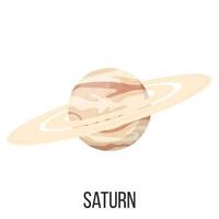 Saturnus planeet geïsoleerd op een witte achtergrond. planeet van het zonnestelsel. cartoon stijl vectorillustratie voor elk ontwerp. vector