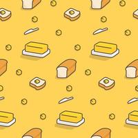 gele boter en gesneden brood naadloze patroon cadeaupapier behang achtergrond kawaii doodle platte cartoon vectorillustratie vector