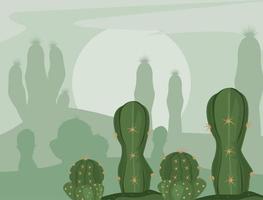 groene cactus en zon vector