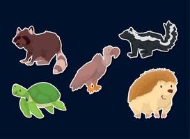 vijf schattige dieren baby's vector