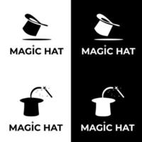 magische hoed icoon. geschikt voor bedrijfslogo, print, digitaal, pictogram, apps en ander marketingmateriaal. magische hoed logo set vector