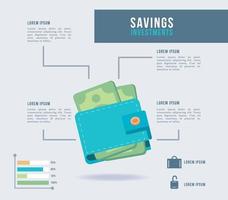 geld infographic met portemonnee vector