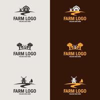 platte boerderij logo sjabloon collectie. boerderij product logo of symbool. landbouw, landbouw, natuurlijk voedselconcept vector