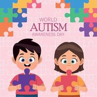 wereld autisme dag kinderen vector