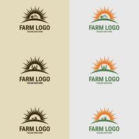 platte boerderij logo sjabloon collectie. boerderij product logo of symbool. landbouw, landbouw, natuurlijk voedselconcept vector