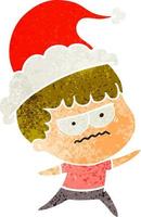 retro cartoon van een geërgerde man met een kerstmuts vector