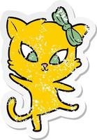 noodlijdende sticker van een cartoonkat vector