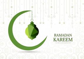 groene halve maan ramadan begroeting achtergrond vector