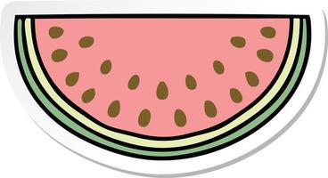 sticker van een eigenzinnige, met de hand getekende cartoon-watermeloen vector