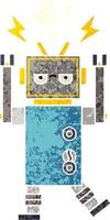 retro illustratiestijl cartoon defecte robot vector